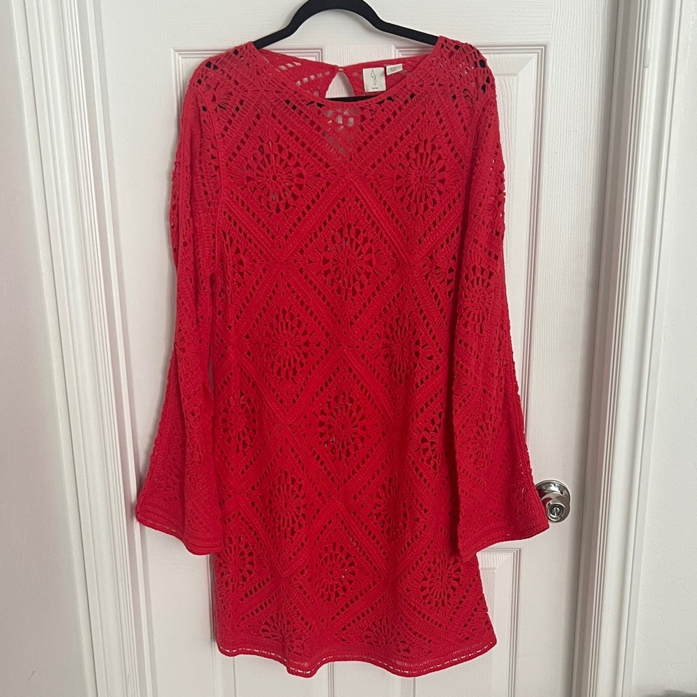 Joie tangerine  Crochet Openwork Tunic Top